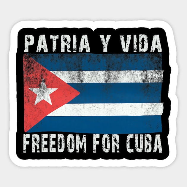 Patria Y Vida Freedom For Cuba Cuban Flag Vintage Sticker by justiceberate